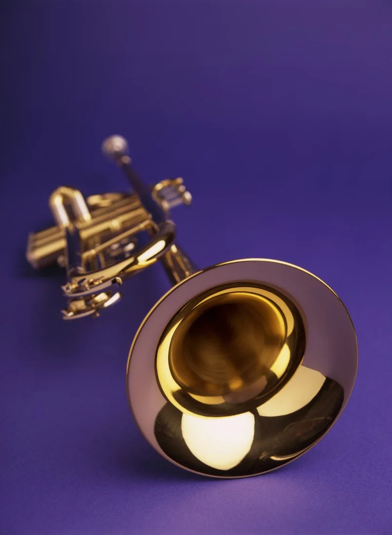 A trumpet on a plain ground through Auto at the default Balanced edge, downloaded as a transparent PNG.